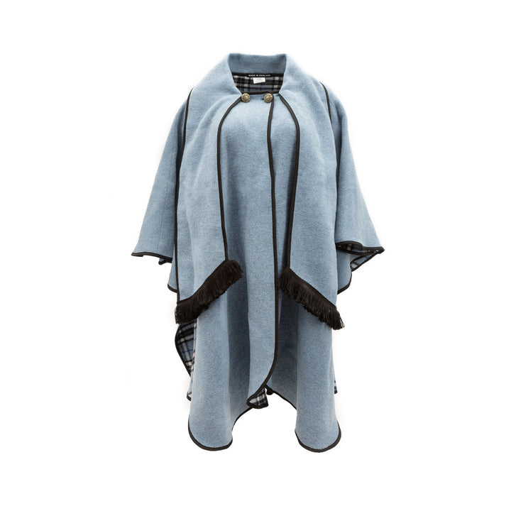 Heritage of Scotland Ladies Warm Reversible Wool Blend Cape - DENIM