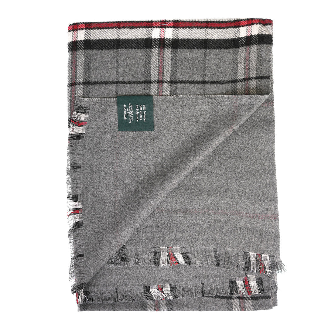 The Highland Wrap: Reversible Ultra-Soft Tartan Stole - Thompson Grey
