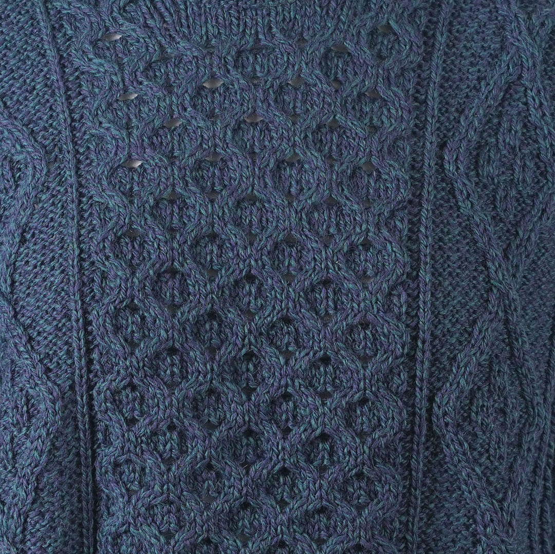 Unisex 100% Wool Aran Cable Knit Crew Neck Jumper – Made in Ireland | Black Watch
