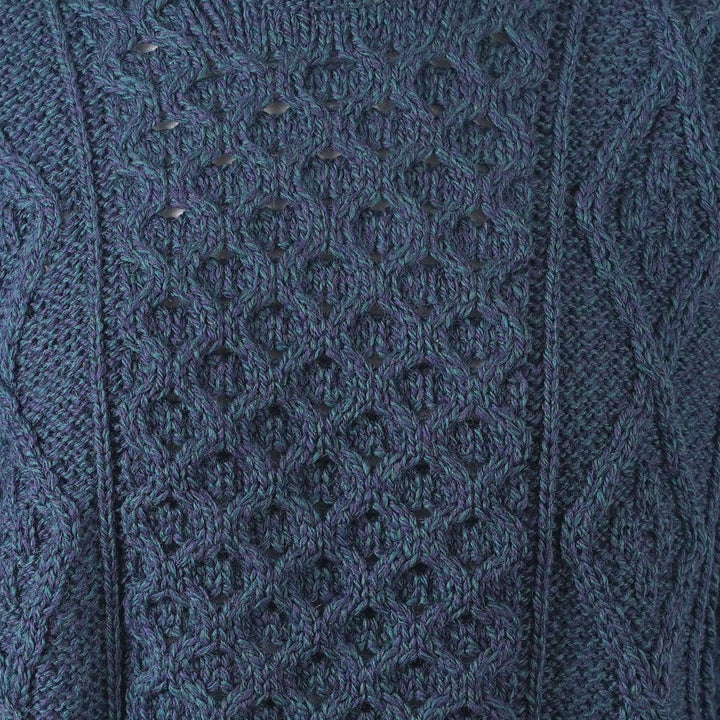 Unisex 100% Wool Aran Cable Knit Crew Neck Jumper – Made in Ireland | Black Watch