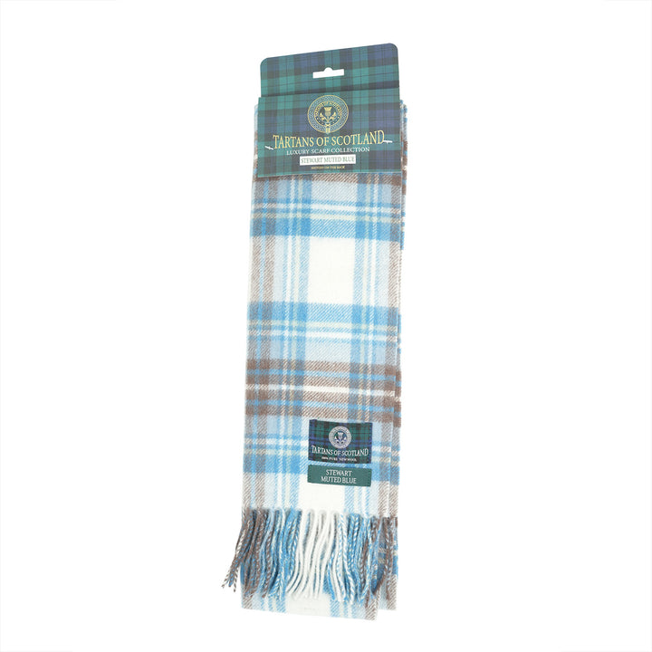 Tartan of Scotland 100% Pure New Wool Clan Scarf - Stuart Muted Blue