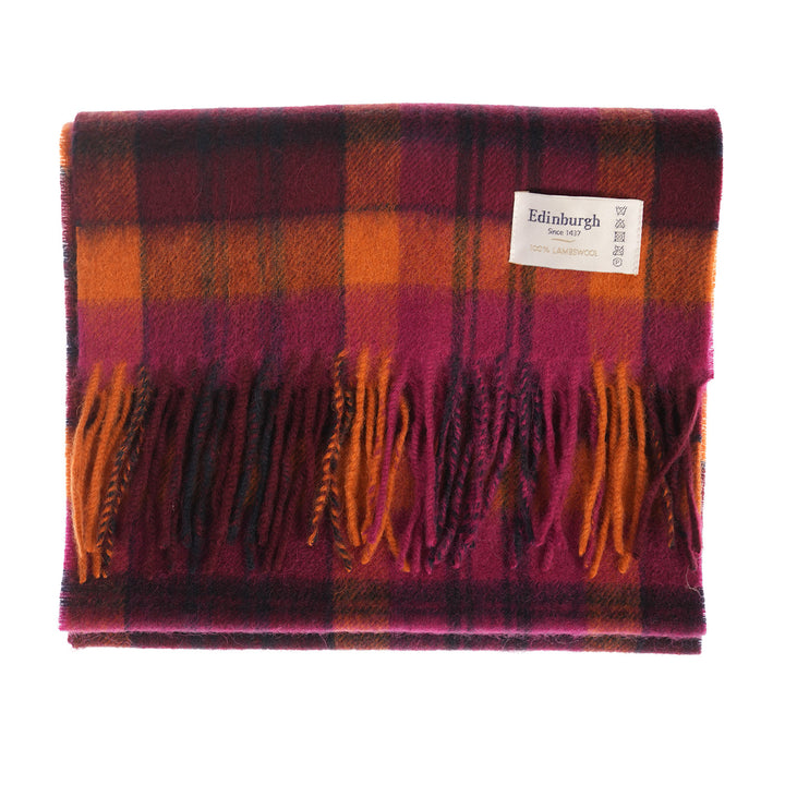 Edinburgh 100% Lambswool Scarf – Premium Soft Wool Wrap - MACDONALD ORANGE MIX