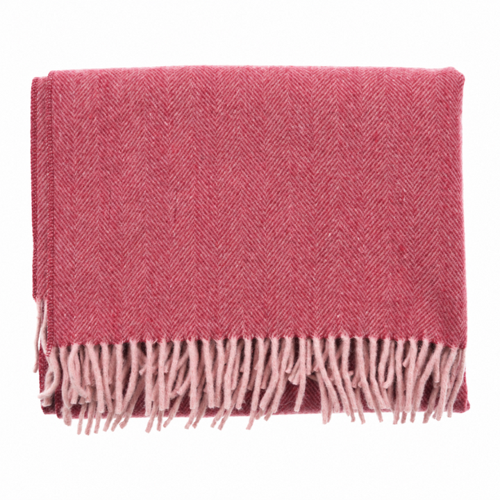 Recycled Wool Herringbone Knee Blanket – Pastel Fringed Throw - EMINENCE
