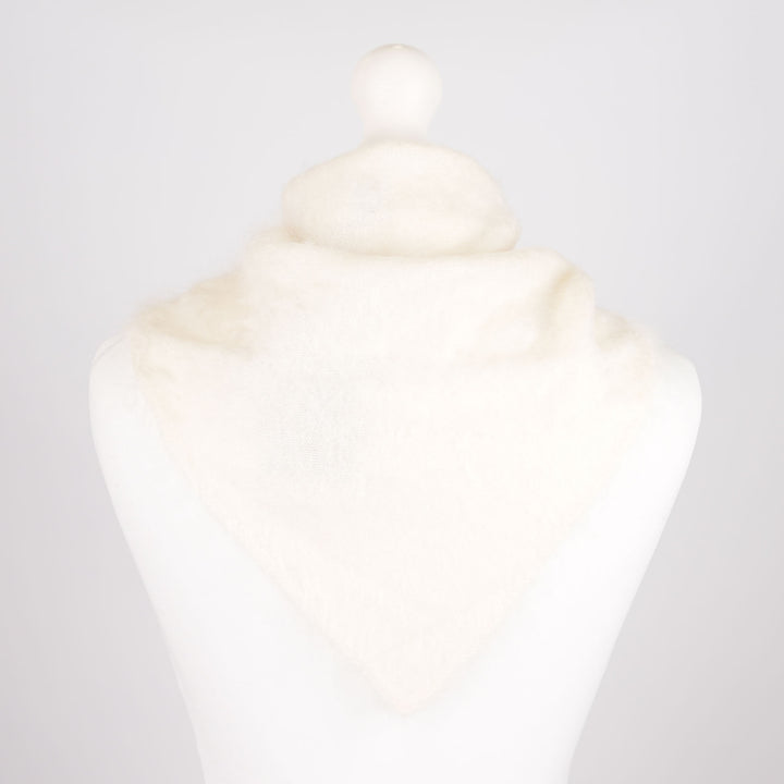 Pure Brushed Luxury Cashmere Triangle Head Scarf - WHITE