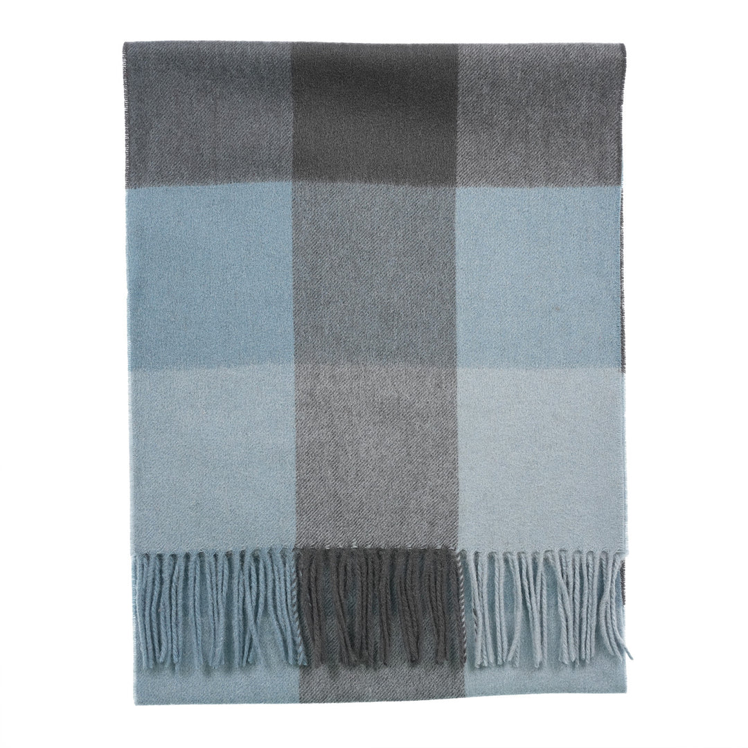 Heritage of Scotland 100% Lambswool Wide Scarf Soft Unisex Winter Wrap - Tartan &amp; Check Designs - 3 SQUARE BLUE