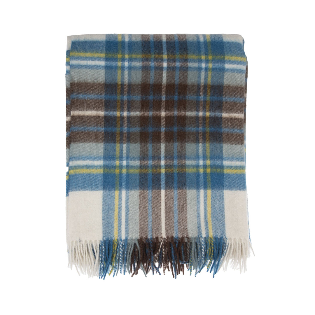 100% Pure Lambswool Blanket Throw – Luxury Soft Warm Wool Blanket - Home Décor - STEWART MUTED BLUE