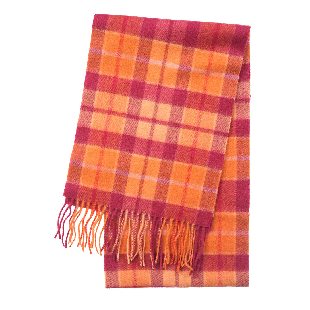 .Edinburgh 100% Lambswool Scarf – Premium Soft Wool Wrap - CRAGG CHECK GINGER