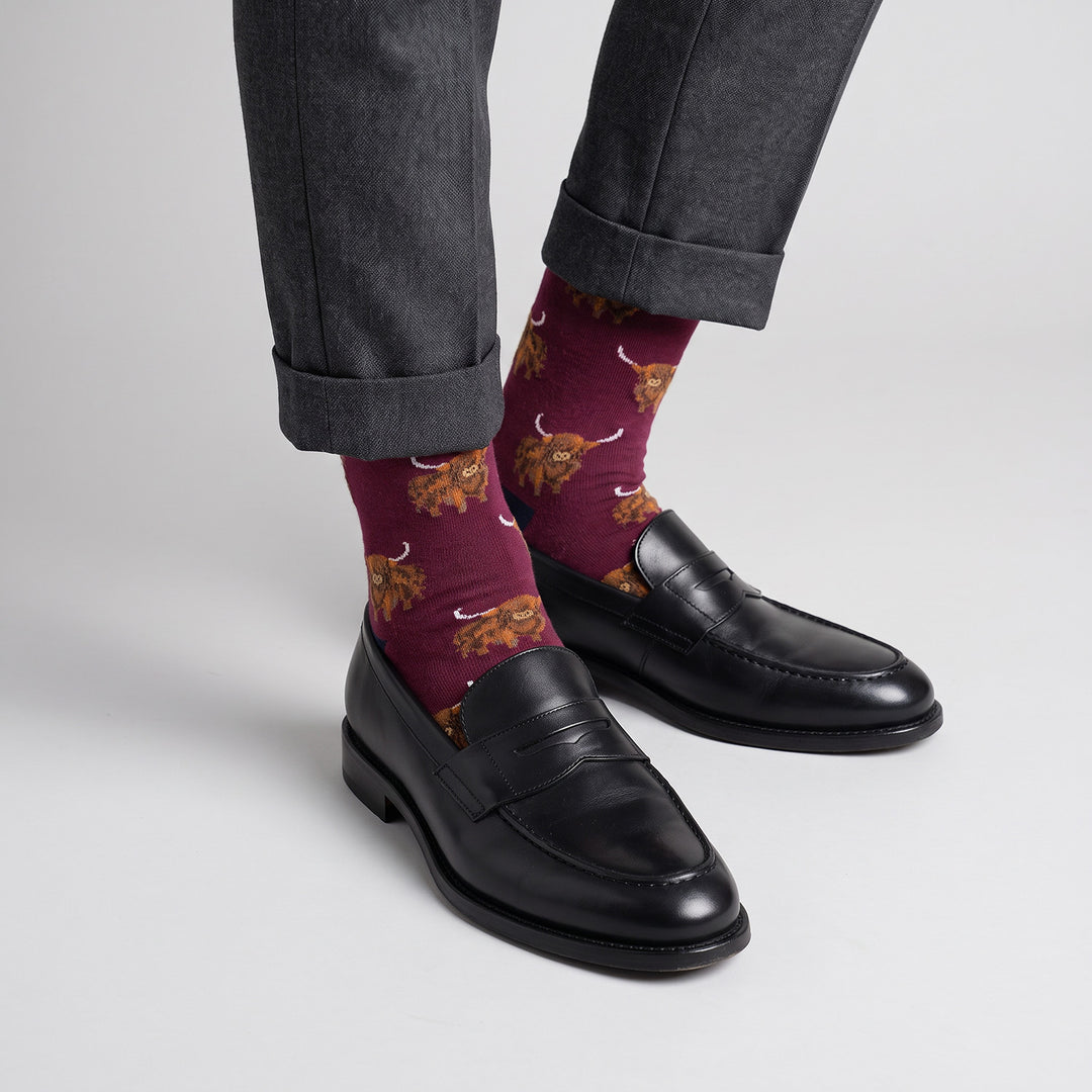 Men’s Luxury Bamboo Socks – Soft, Breathable &amp; Stylish Everyday Comfort - HIGHLAND COW WINE
