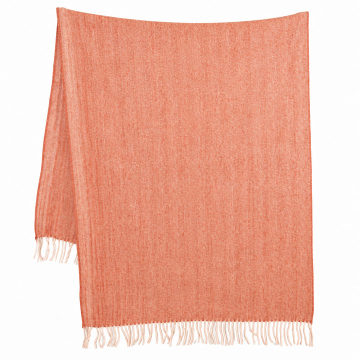 Recycled Wool Herringbone Knee Blanket – Pastel Fringed Throw - SPICE