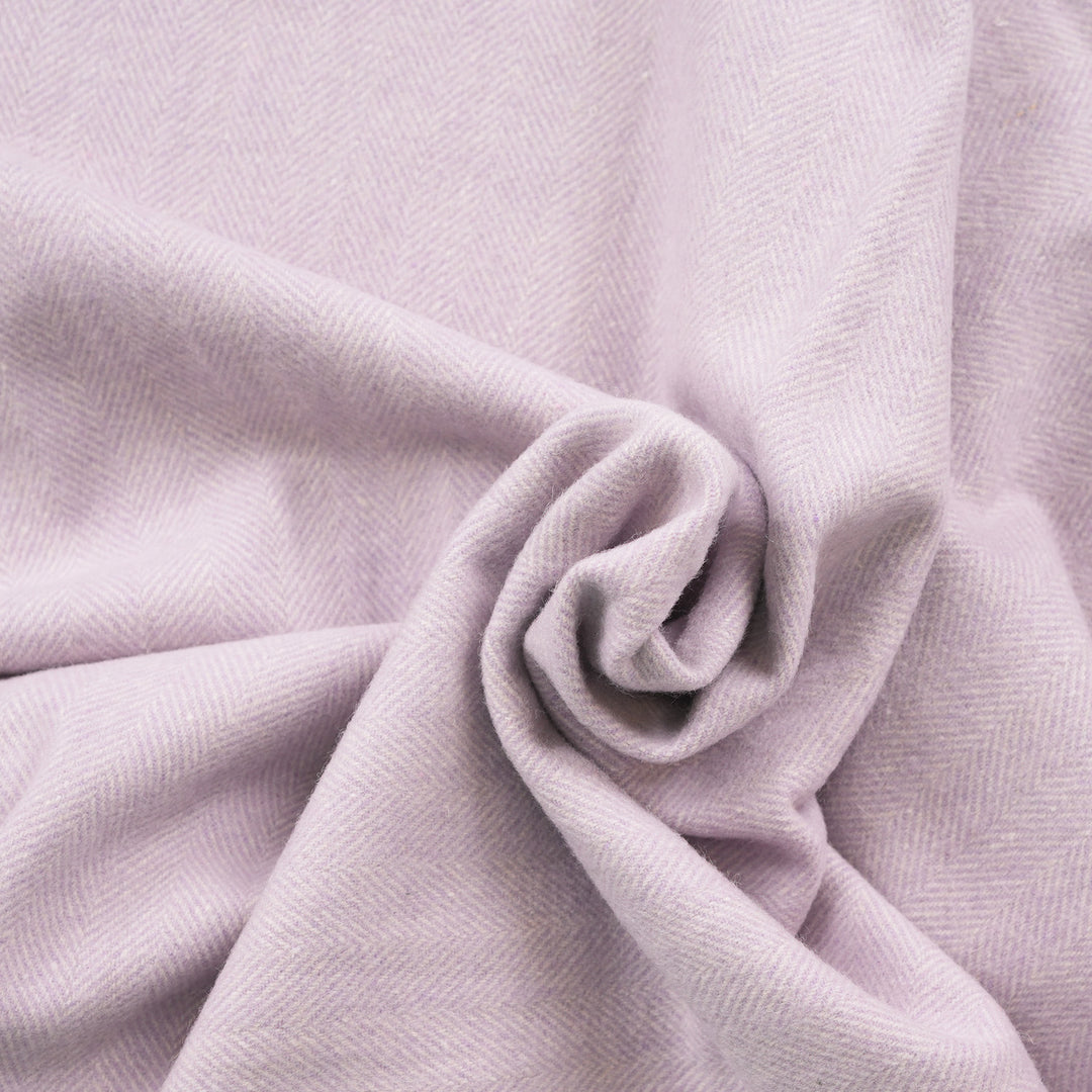 Recycled Wool Herringbone Knee Blanket – Pastel Fringed Throw - HEATHER