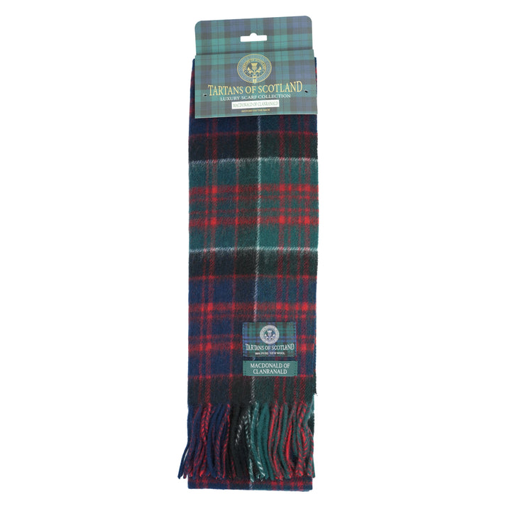 Tartan of Scotland 100% Pure New Wool Clan Scarf - MacDonald of Clanranald