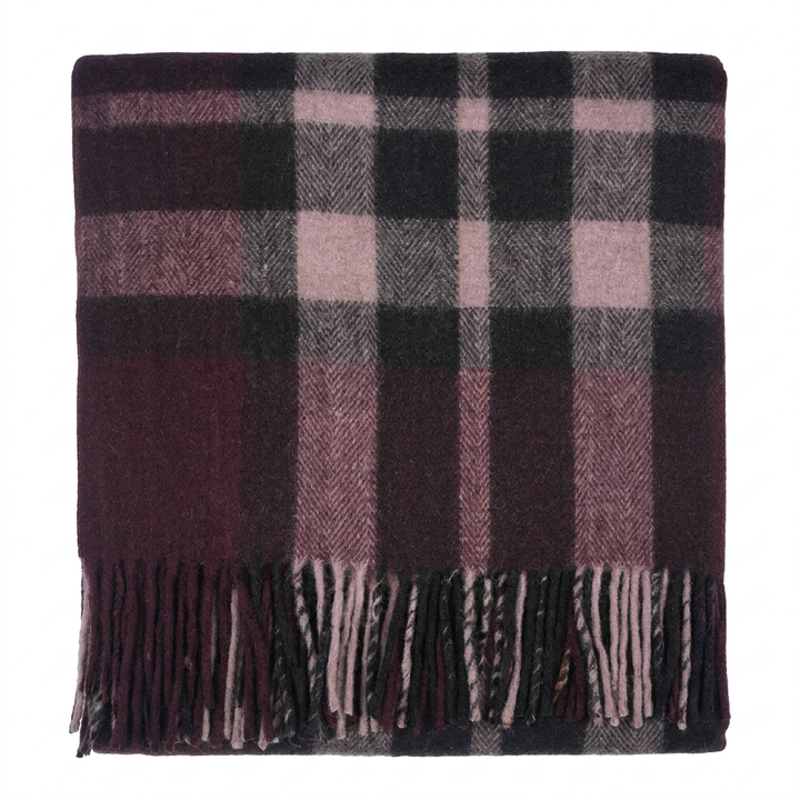 Scottish Tartan Wool-Blend Blanket Throw – Highland Comfort - EXPLODED SCOTTY THOMSON BORDEAUX