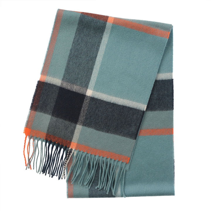 Edinburgh Cashmere Premium Lightweight Scarf - Ultra-Soft Luxury Wrap - BAGSHAW CHECK BLUE
