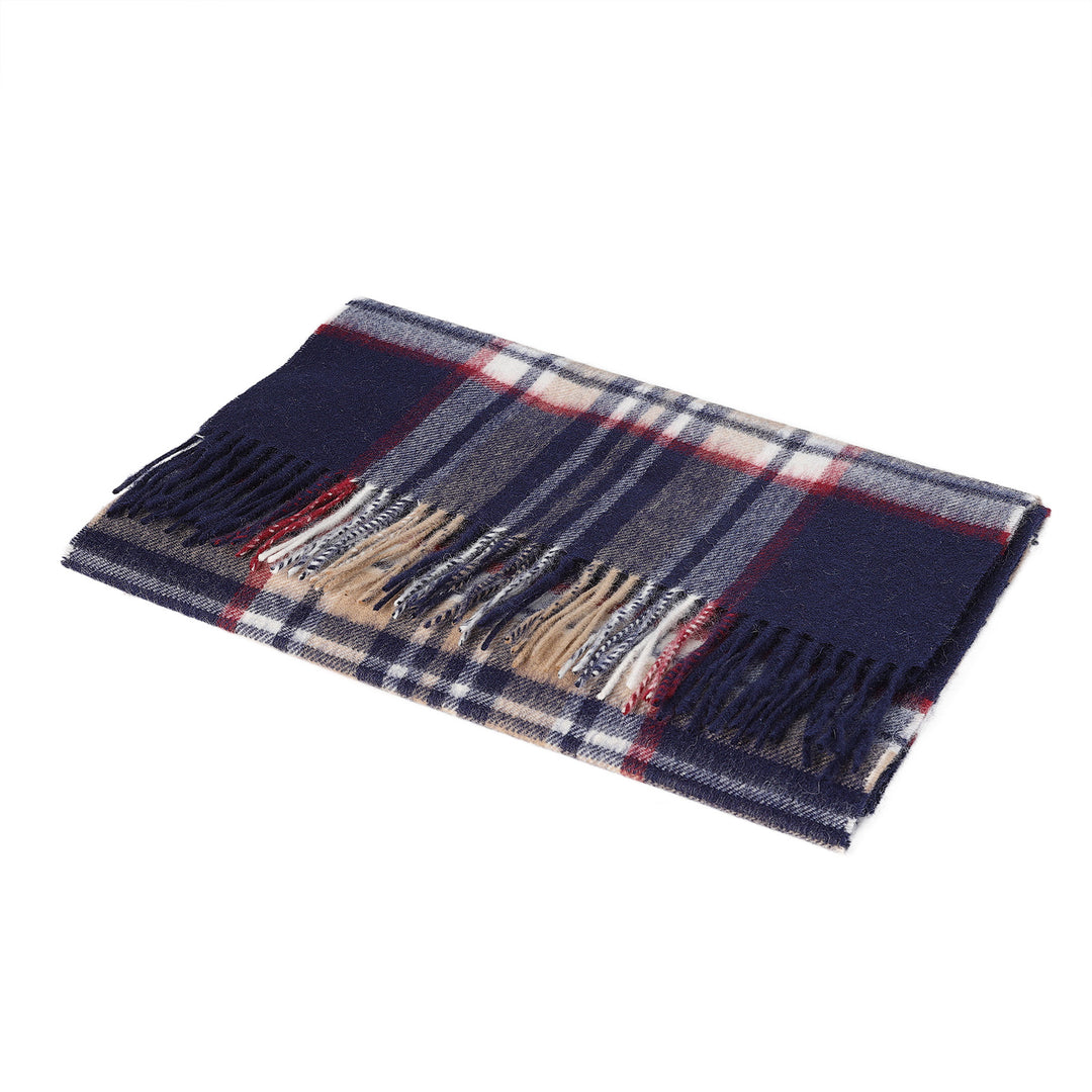 Heritage of Scotland 100% Lambswool Wide Scarf Soft Unisex Winter Wrap - Tartan &amp; Check Designs - STEWART NAVY
