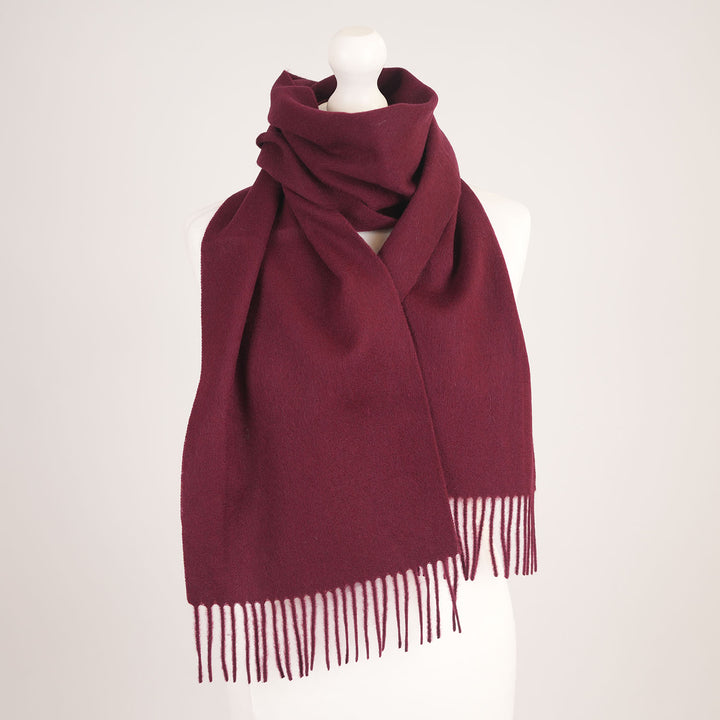 Edinburgh 100% Lambswool Scarf – Premium Soft Wool Wrap - Plain Maroon