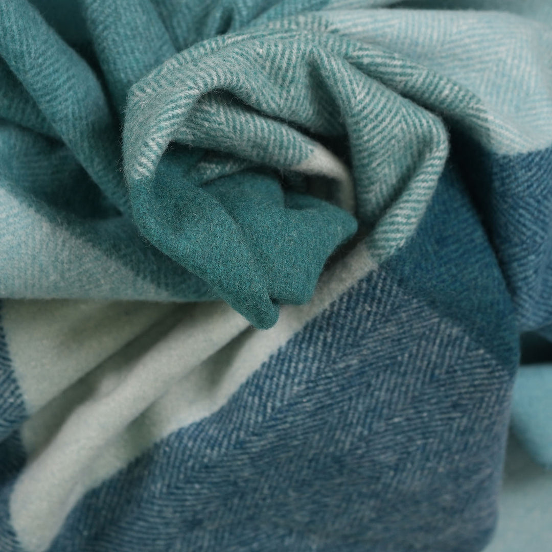 Highland Earth Tone Block Check Recycled Wool Blend Blanket - CANTON