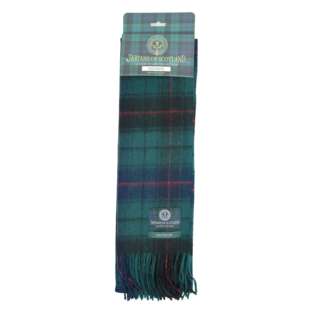 Tartan of Scotland 100% Pure New Wool Clan Scarf - Davidson
