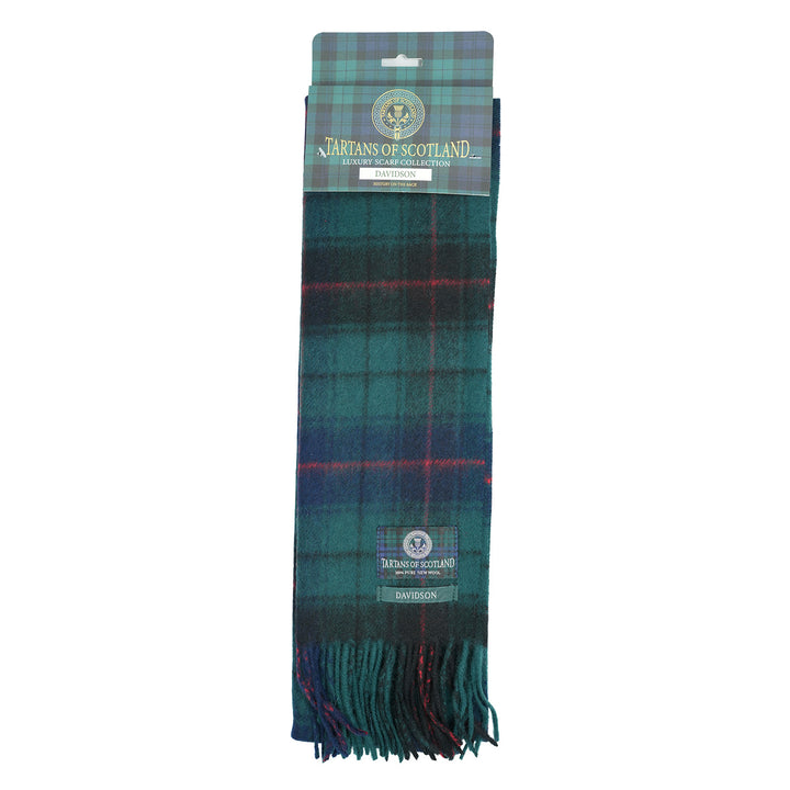 Tartan of Scotland 100% Pure New Wool Clan Scarf - Davidson
