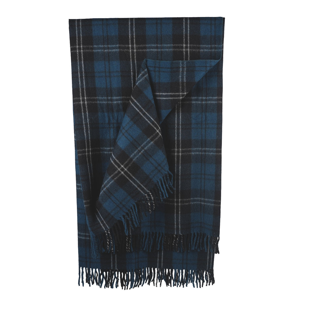 Highland Wool Blend Tartan Blanket Throw – Extra Warm Scottish Wool Blend – RAMSAY BLUE
