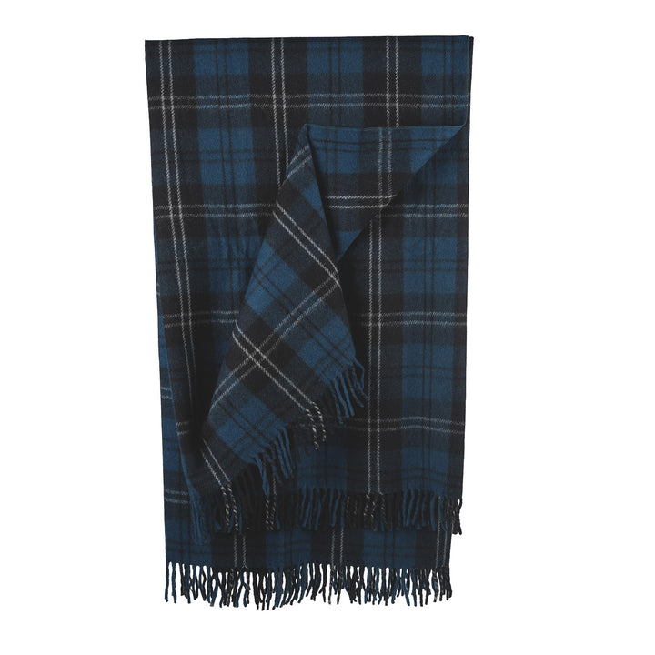 Highland Wool Blend Tartan Blanket Throw – Extra Warm Scottish Wool Blend – RAMSAY BLUE