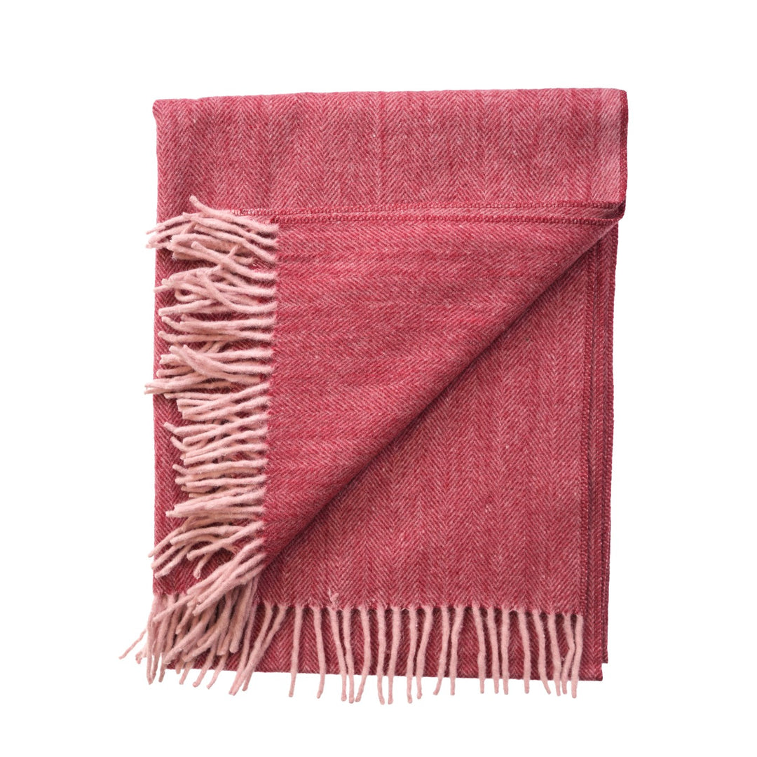 Recycled Wool Herringbone Knee Blanket – Pastel Fringed Throw - EMINENCE