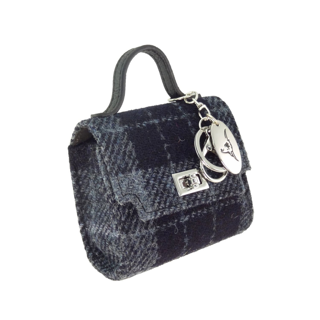 Harris Tweed Nochty Really Wee Bag - Mini Tartan Handbag - Grey/Black Tartan (COL095)