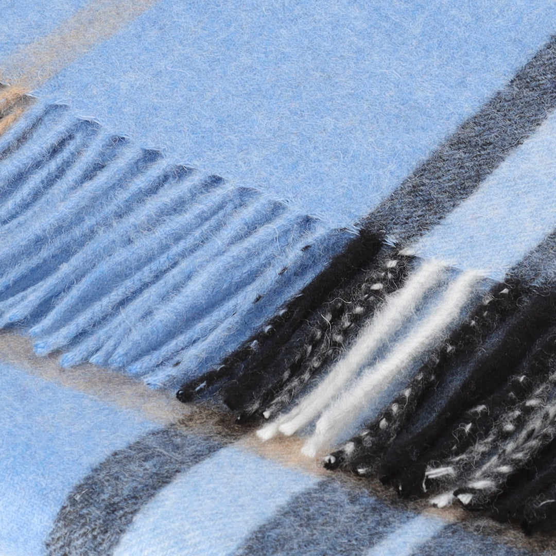 Heritage of Scotland 100% Lambswool Wide Scarf Soft Unisex Winter Wrap - Tartan &amp; Check Designs - ENLARGED OFF CTR SCOTTY THOM DENIM