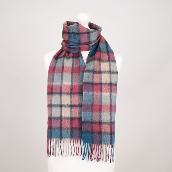 Edinburgh 100% Lambswool Scarf – Premium Soft Wool Wrap - ARTILLERY CHECK ASHLEY BLUE/PINK