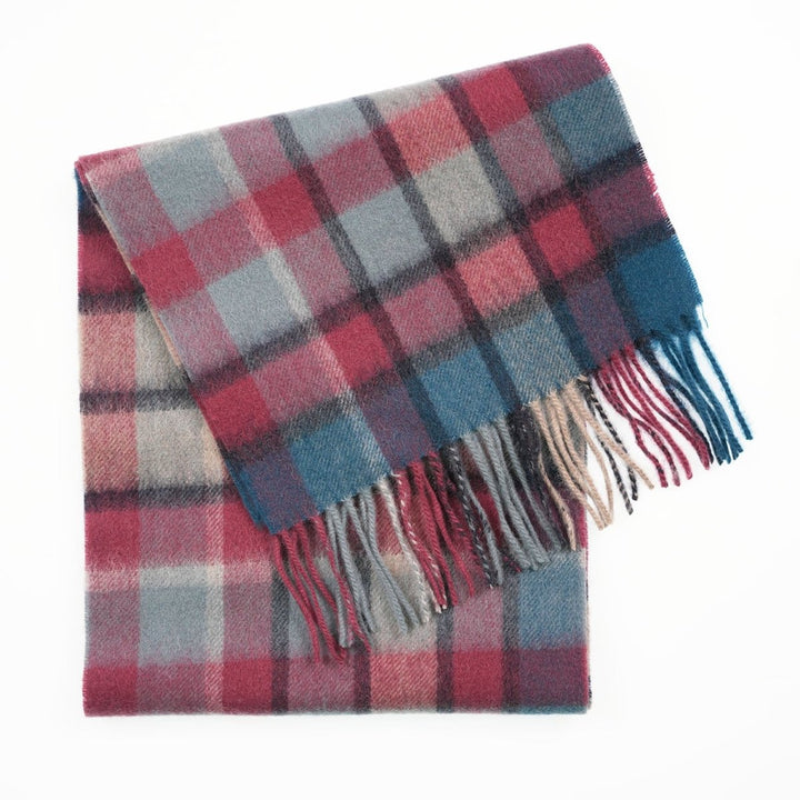 Edinburgh 100% Lambswool Scarf – Premium Soft Wool Wrap - ARTILLERY CHECK ASHLEY BLUE/PINK