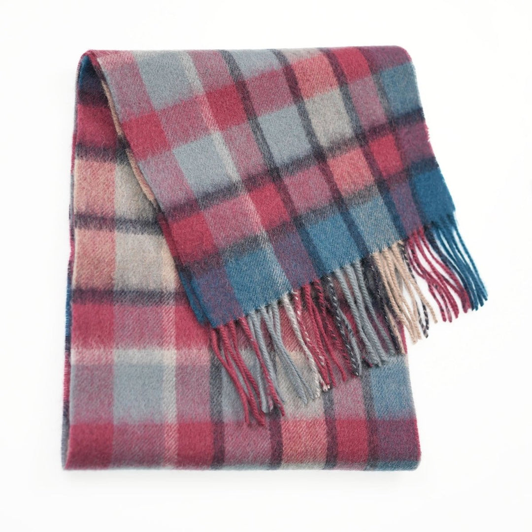 Edinburgh 100% Lambswool Scarf – Premium Soft Wool Wrap - ARTILLERY CHECK ASHLEY BLUE/PINK