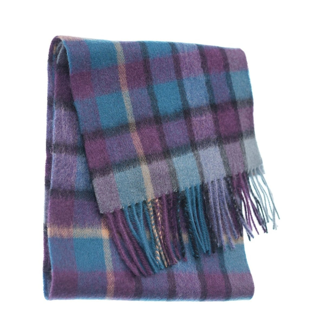 Edinburgh 100% Lambswool Scarf – Premium Soft Wool Wrap - ARTILLERY CHECK NAVY