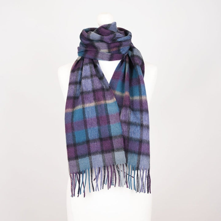 Edinburgh 100% Lambswool Scarf – Premium Soft Wool Wrap - ARTILLERY CHECK NAVY