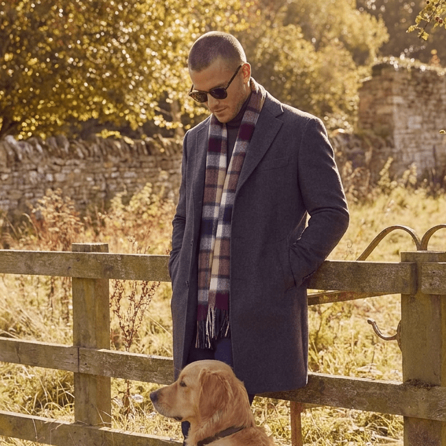 Edinburgh 100% Lambswool Scarf – Premium Soft Wool Wrap - ARTILLERY CHECK NAVY/CAMO