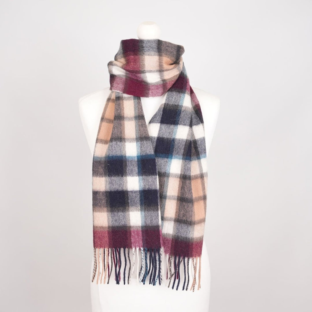 Edinburgh 100% Lambswool Scarf – Premium Soft Wool Wrap - ARTILLERY CHECK NAVY/CAMO