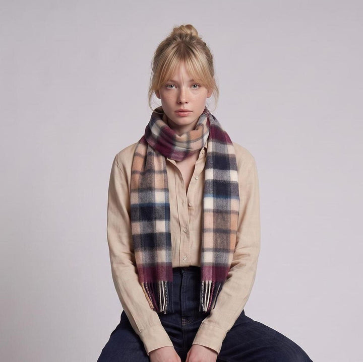 Edinburgh 100% Lambswool Scarf – Premium Soft Wool Wrap - ARTILLERY CHECK NAVY/CAMO