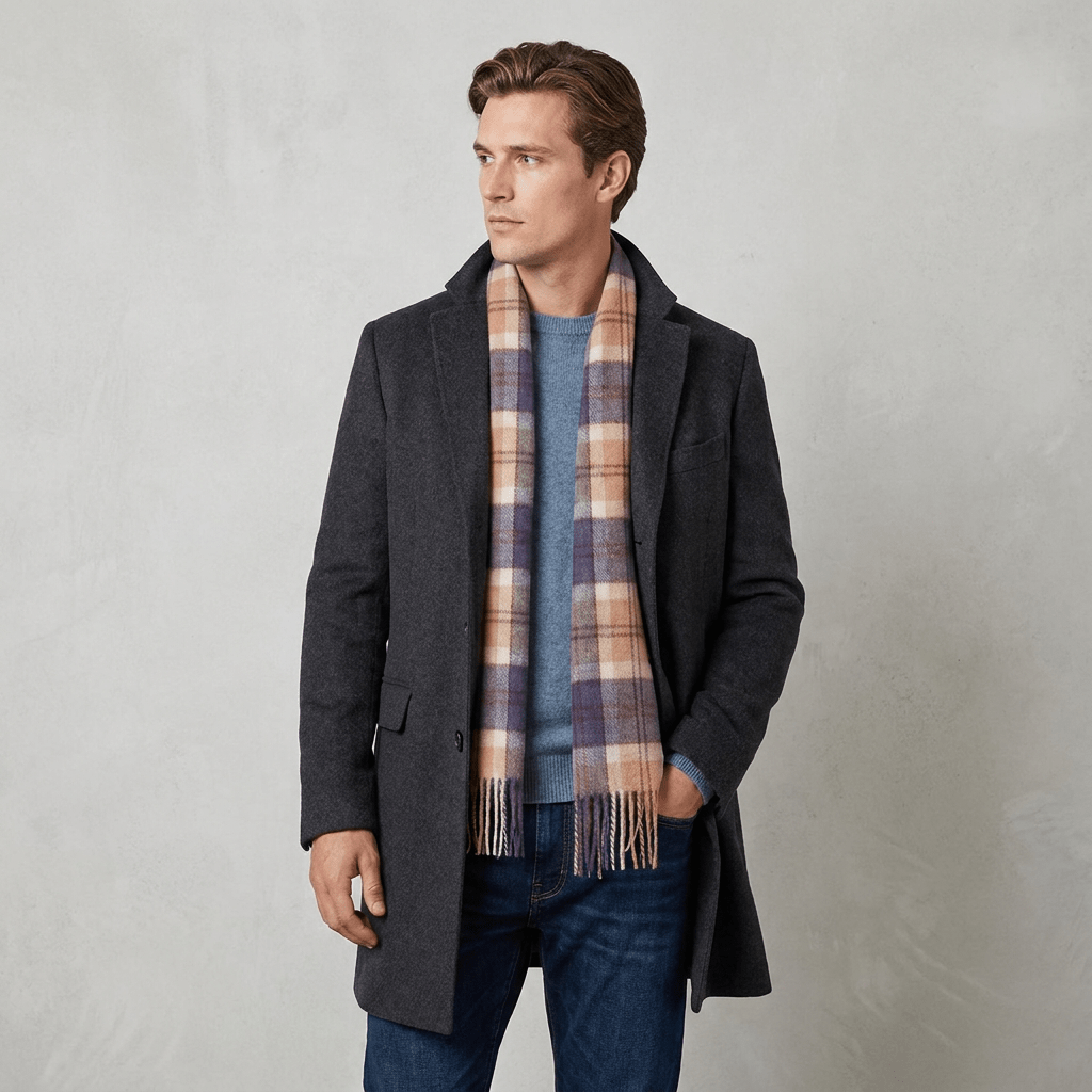 Edinburgh 100% Lambswool Scarf – Premium Soft Wool Wrap - BANNOCKBANE NAVY