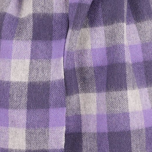 Edinburgh 100% Lambswool Scarf – Premium Soft Wool Wrap - BIG CHECK 27570 PURPLE/OYSTER