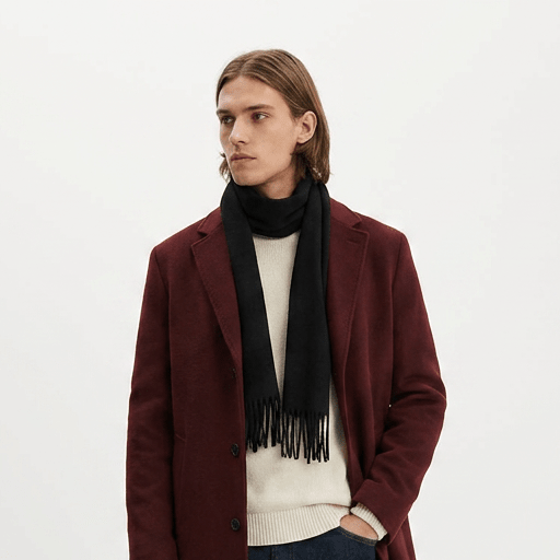 Edinburgh 100% Lambswool Scarf – Premium Soft Wool Wrap - BLACK