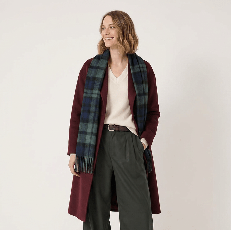 Edinburgh 100% Lambswool Scarf – Premium Soft Wool Wrap - BLACK WATCH DOUBLE SCALE
