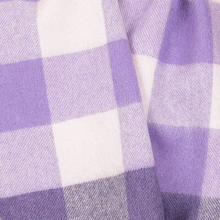 Edinburgh 100% Lambswool Scarf – Premium Soft Wool Wrap - BURSTED CHECK LAVENDER