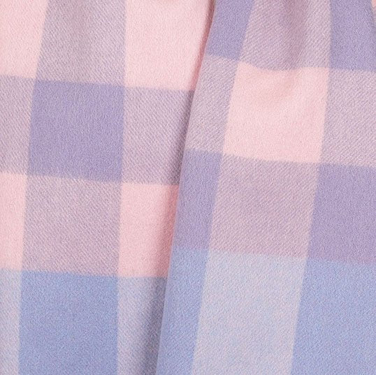 Edinburgh 100% Lambswool Scarf – Premium Soft Wool Wrap - BURSTED CHECK LAVENDER/PINK