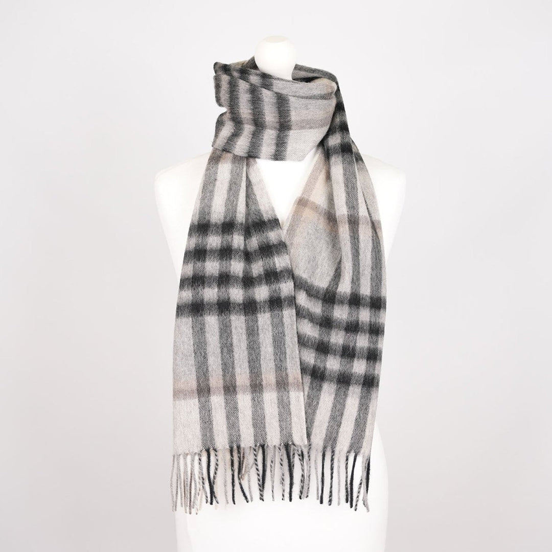 Edinburgh 100% Lambswool Scarf – Premium Soft Wool Wrap - CHEQUER GREY LIGHT YELLOW (24529)