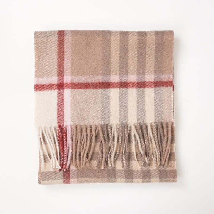 Edinburgh 100% Lambswool Scarf – Premium Soft Wool Wrap - CHEQUER SHRIMP (24530)