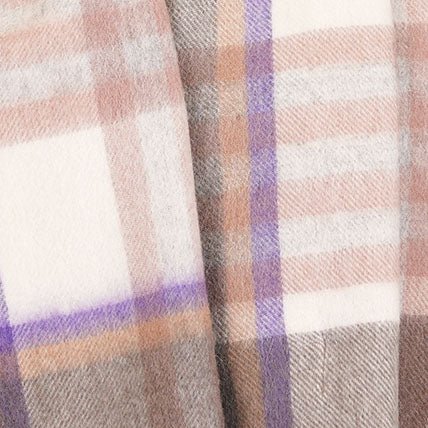 Edinburgh 100% Lambswool Scarf – Premium Soft Wool Wrap - CHEQUER TARTAN BEIGE/ROSE
