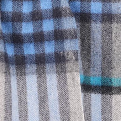 Edinburgh 100% Lambswool Scarf – Premium Soft Wool Wrap - CHEQUER TARTAN BRIGHT BLUE/GREY