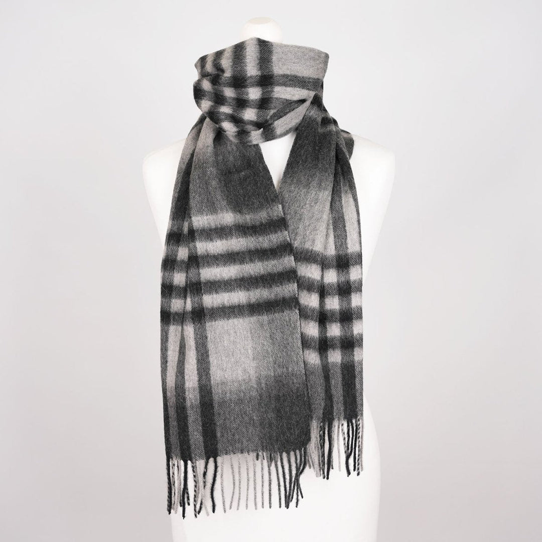 Edinburgh 100% Lambswool Scarf – Premium Soft Wool Wrap - CHEQUER TARTAN DK GREY