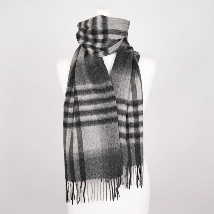 Edinburgh 100% Lambswool Scarf – Premium Soft Wool Wrap - CHEQUER TARTAN DK GREY