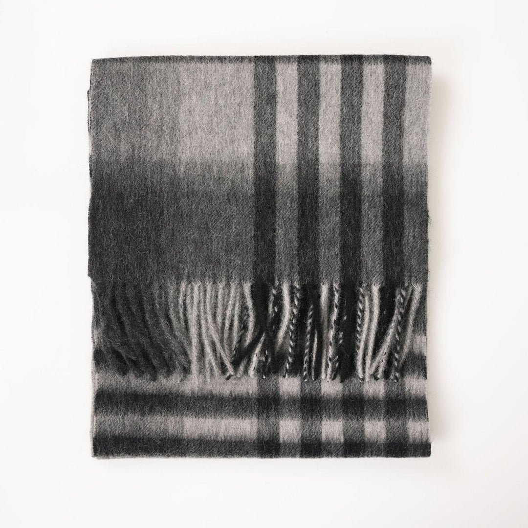 Edinburgh 100% Lambswool Scarf – Premium Soft Wool Wrap - CHEQUER TARTAN DK GREY