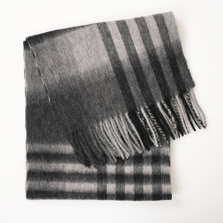 Edinburgh 100% Lambswool Scarf – Premium Soft Wool Wrap - CHEQUER TARTAN DK GREY