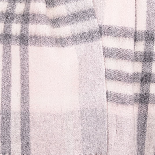 Edinburgh 100% Lambswool Scarf – Premium Soft Wool Wrap - CHEQUER TARTAN LIGHT PINK AND GREY